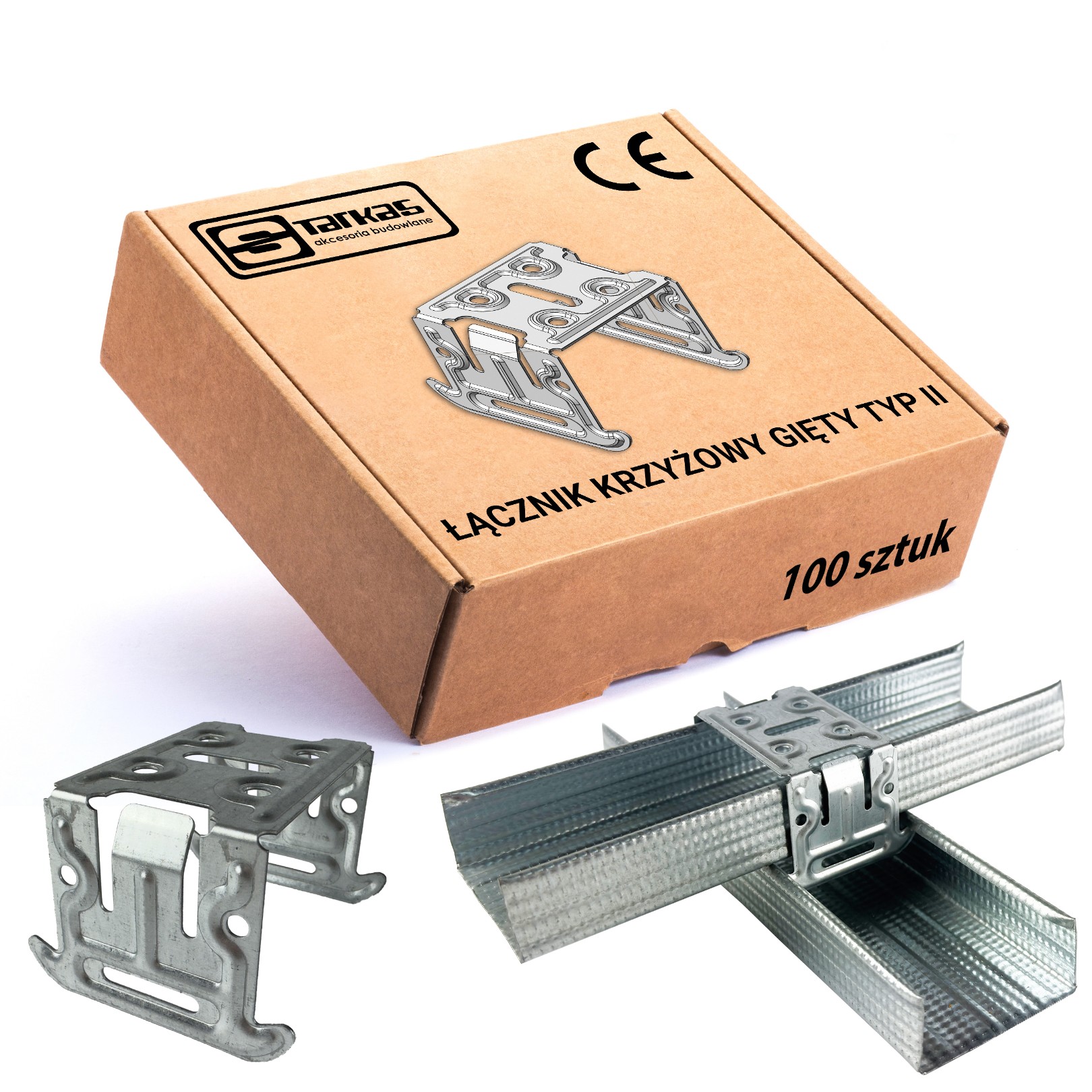 e7b920393158fd375be3d364a816a2b9.jpg Łącznik krzyżowy gięty (typ II) do profili CD60 płyt GK - 100sztuk - obrazek 1